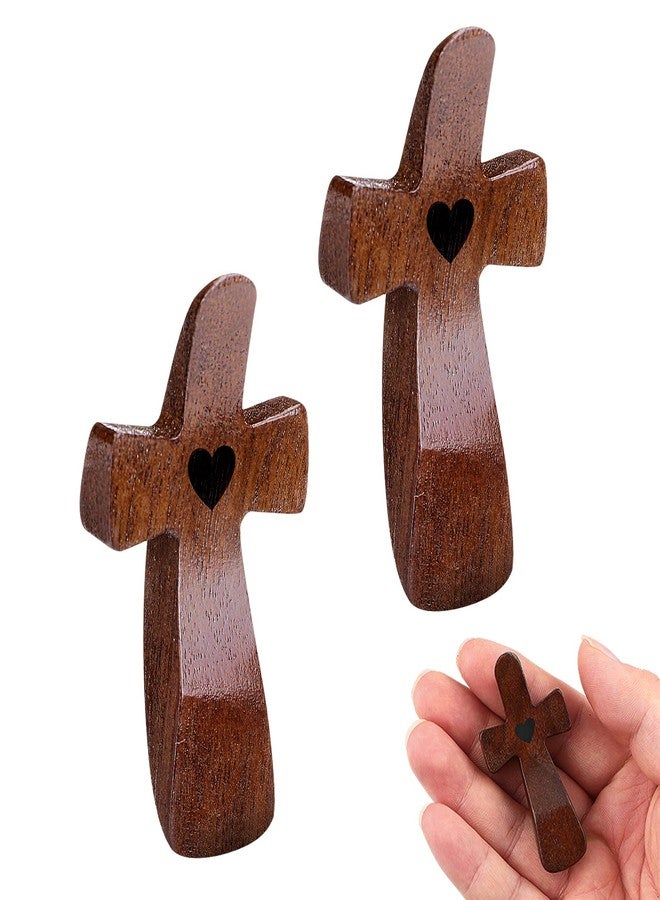 Acostop Handmade Wooden Cross Stress Relief Christians Gifts for Women Men, 2pcs - Image 1